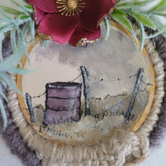 Christmas Ornament Hand Painted Macrame Upcycled - Picture 4 of 5